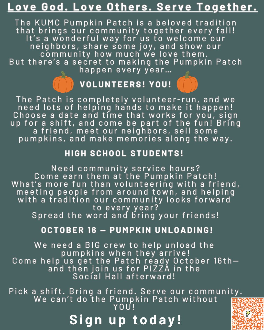 KUMC Pumpkin Patch volunteer information